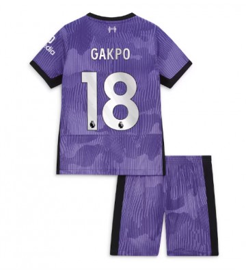 Liverpool Cody Gakpo #18 Koszulka Trzecich Dziecięca 2023-24 Krótki Rękaw (+ Krótkie spodenki)